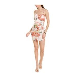 NEW Parker Black Meena Ruched Floral Print Mini Dress Blush Anise Bloom Size 10